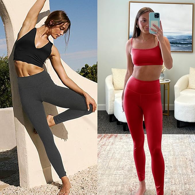 High Waisted Leggings for Women - Soft Athletic Tummy Control Yoga Pants for Cycling Dance Tights