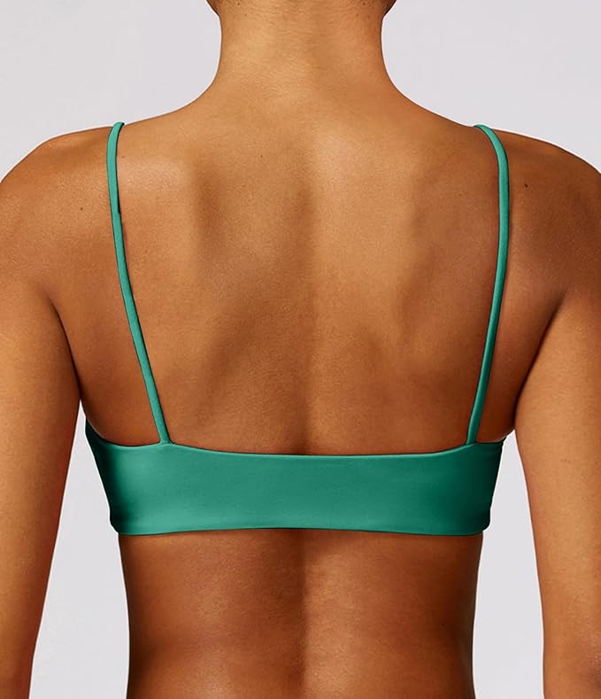 Comper Women's Sports Bra with Thin Straps Stretchy Wirefree Workout Bras Lightweight Workouts Bralette with Removable Pads
