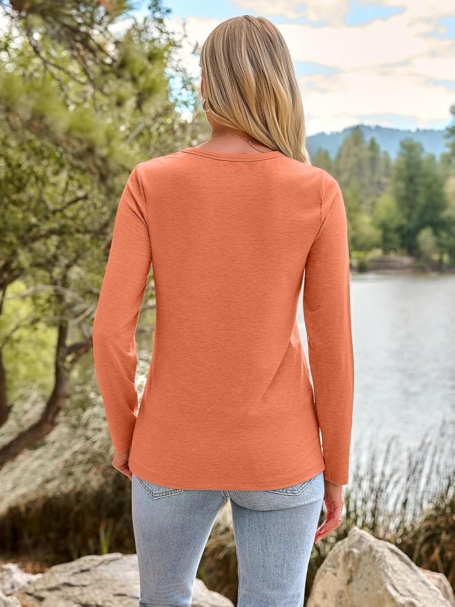 AUTOMET Women‘s Basic Long Sleeve Crewneck, Plus Size Winter & Spring Top, Casual Fall Tee for Teacher & Everyday Outfits