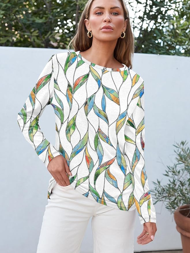 AUTOMET Women‘s Basic Long Sleeve Crewneck, Plus Size Winter & Spring Top, Casual Fall Tee for Teacher & Everyday Outfits