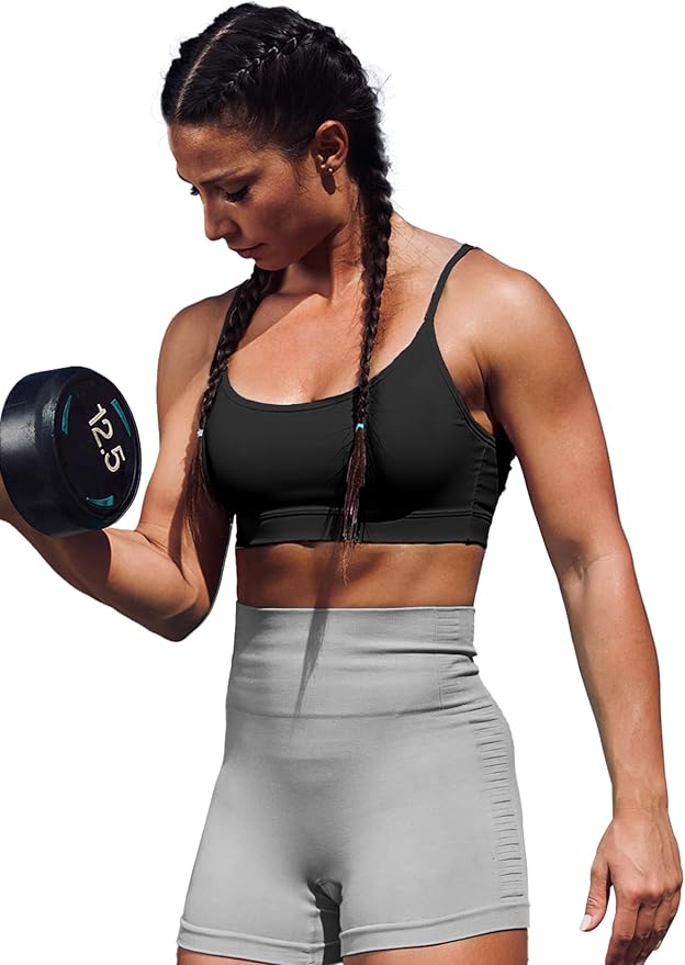 Buauty 2 Packs Y Back Sports Bra for Women, Low Impact Padded Racerback Spaghetti Strap Bras, Workout Yoga Tops