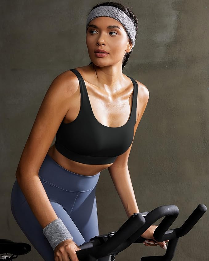 RUNNING GIRL Sports Bra for Women High Support, Molded Cup High Impact Sports Bras with Sewn in Pads Workout Running Bra