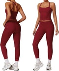 Women 2 Piece Workout Sets (NEW) Yoga Outfit Open Back Tank Top High Waisted Leggings Gym Sets Tracksuits