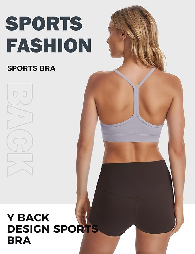 Buauty Sports Bra for Women, Y Back Light Support Workout Bra with Removable Pads for Yoga Pilates Gym
