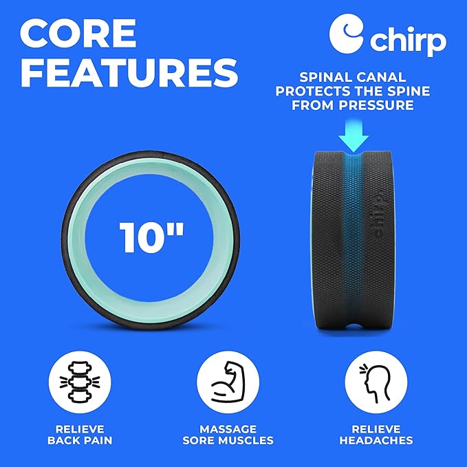 Chirp Wheel Foam Roller - Targeted Back & Neck Pain Relief, Muscle Massage, Trigger Point Therapy, High-Density Foam Tool for Physical Therapy, Stretching & Exercise, 500lbs Capacity, 10-Inch Mint