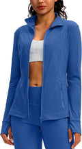 Women's Workout Jackets with 4 Pockets Zip Up Slim Fit Soft Fall Jacket for Yoga Running Athletic