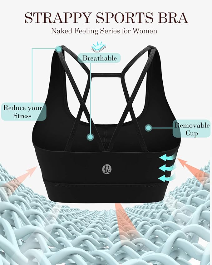 RUNNING GIRL Sports Bras for Women,Padded Sports Bra Tank Top Sexy Crisscross Back High Impact Longline Workout Yoga Bra