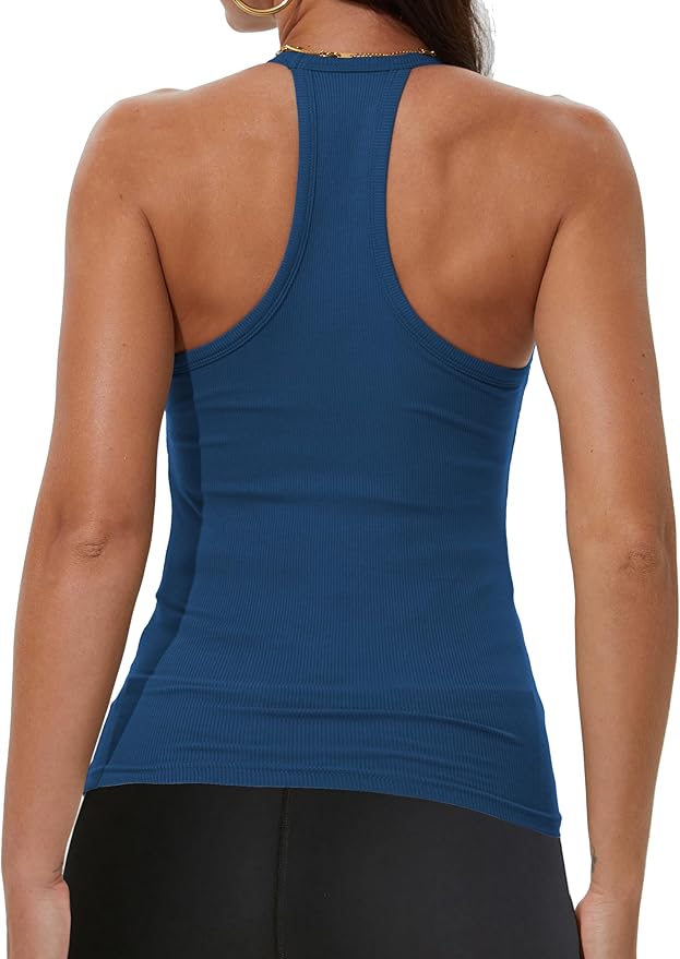iGENJUN Workout Tops for Women Racerback Basic Tank Summer 2026 Camisole V Neck Slim Fit Ribbed Sleeveless