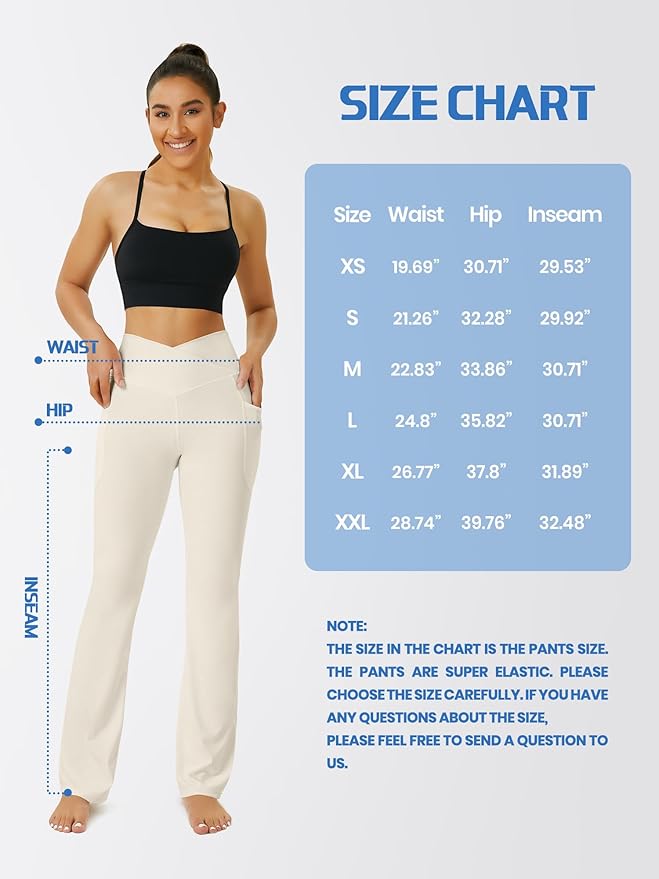 FOHOFO Yoga Pants Women, Flare Leggings for Women with Pockets Crossover High Waisted Bootcut Yoga Pants