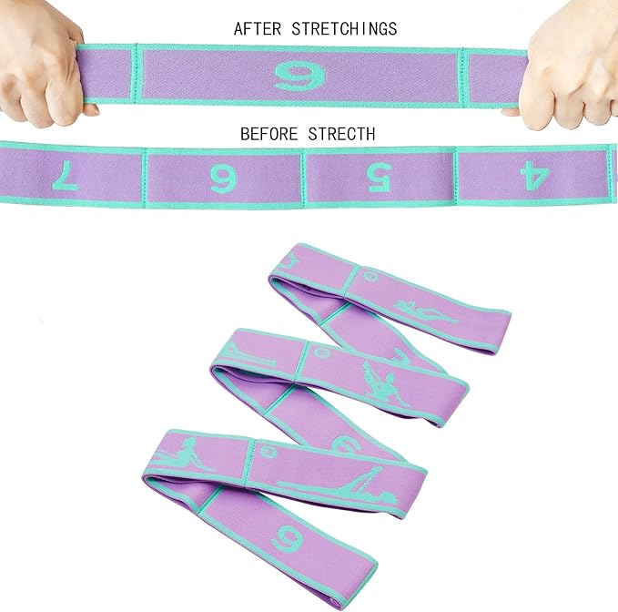 9 Loops Elastic Yoga Strap - Adjustable Stretching Band for Physical Therapy, Dance, Pilates & Gymnastics, Multi-Loop Exercise Band for Flexibility, Home Workout