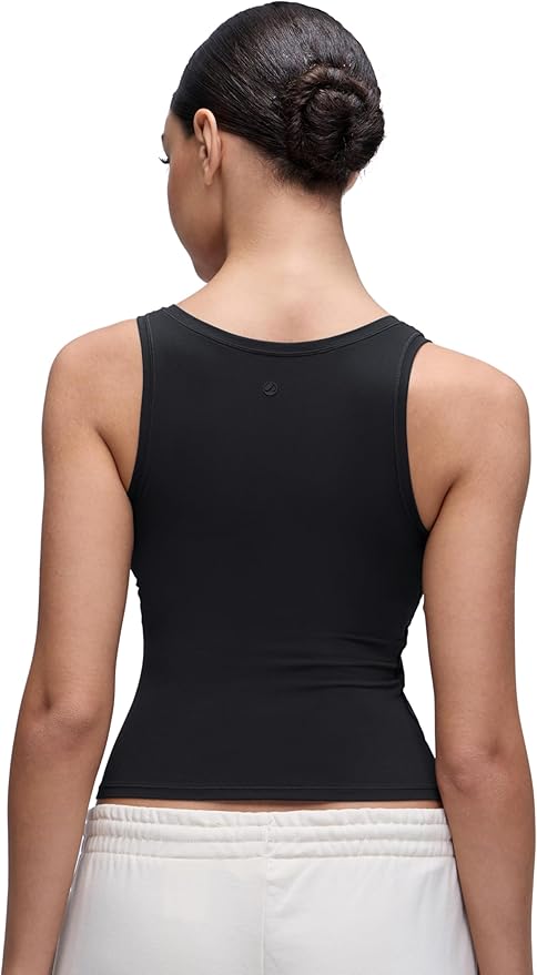 CRZ YOGA Softembrace Scoop Neck Tank Tops for Women - Casual Going Out Soft Double Lined Crop Basic Sleeveless Shirts
