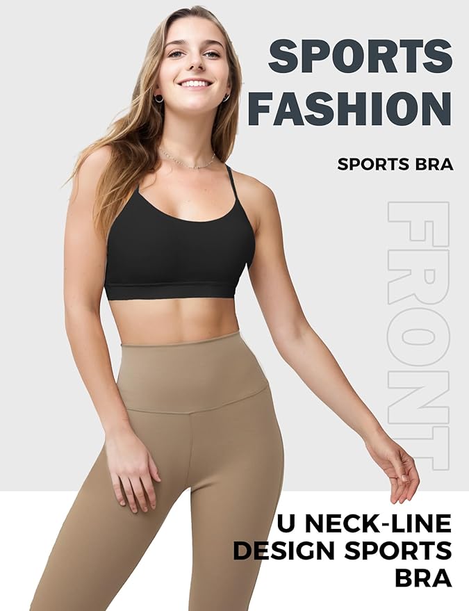 Buauty Sports Bra for Women, Y Back Light Support Workout Bra with Removable Pads for Yoga Pilates Gym