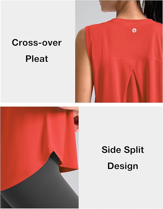 SANTINY Women's Sleeveless Workout Tops Breathable Lightweight Active Tennis Yoga Shirts Athletic Running Tank Tops for Women