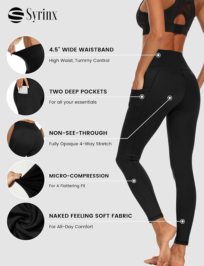 High Waisted Leggings for Women - Soft Athletic Tummy Control Yoga Pants for Cycling Dance Tights