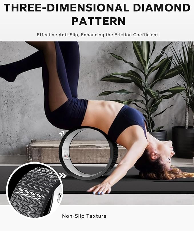 HAPBEAR Back Roller - Yoga Wheel Set with 26'' Anti-Burst Exercise Ball – 12'' PP Inner Core Spine Alignment Tool for Back Pain Relief,Core Strength & Full-Body Workout, Back Roller Wheel for Home Gym & Therapy, Pump Included