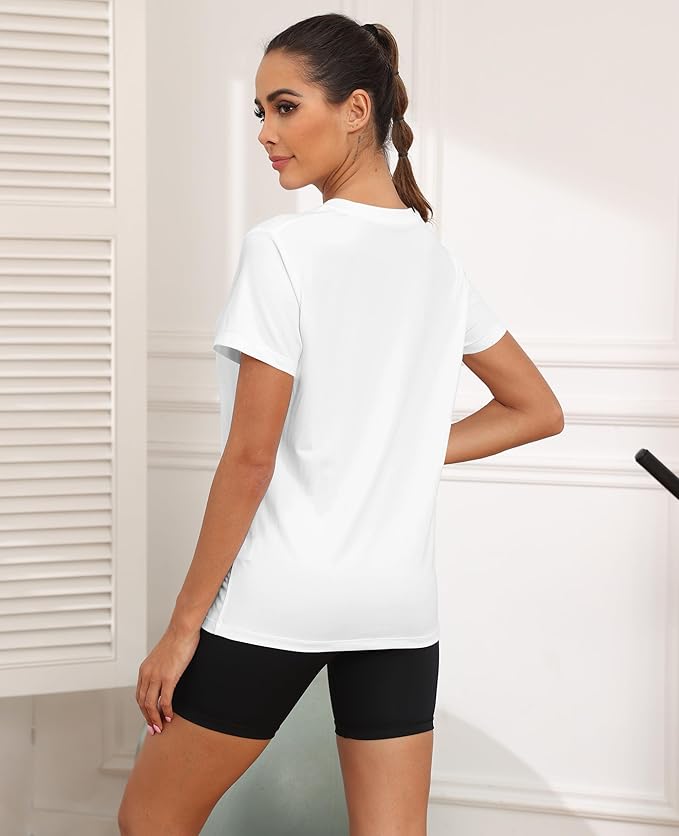 KevaMolly Workout Tops for Women UPF50+ Breathable Loose Fit Yoga T Shirts Short Sleeve Running Gym Athletic Tee Top