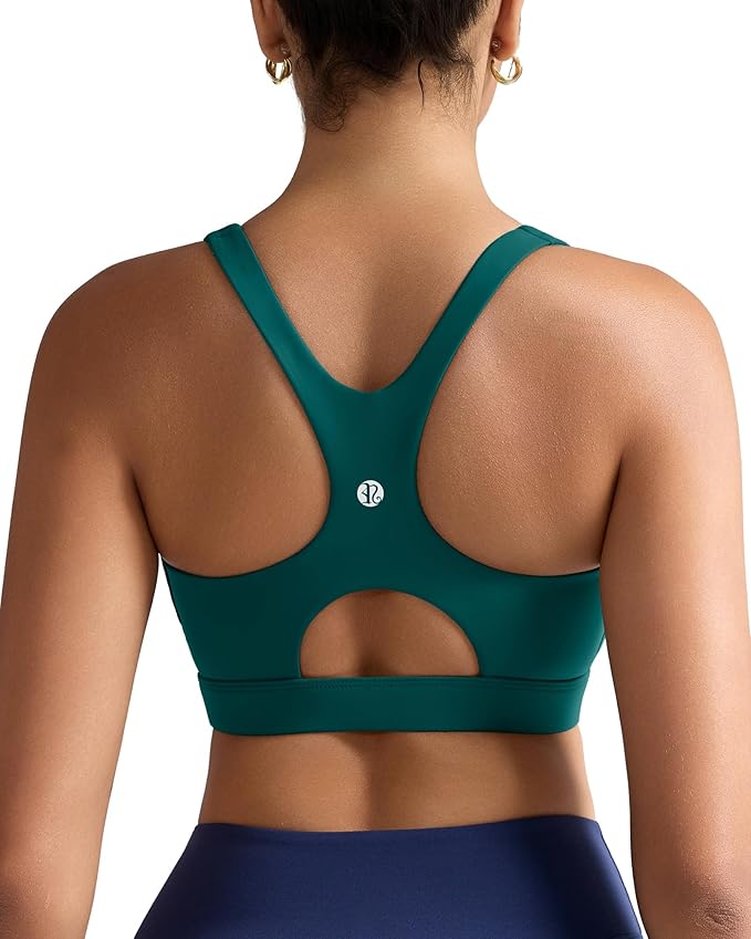 RUNNING GIRL Sports Bras for Women High Support,Racerback High Impact Grey Sports Bra Moulded Cup Workout Bra Push up