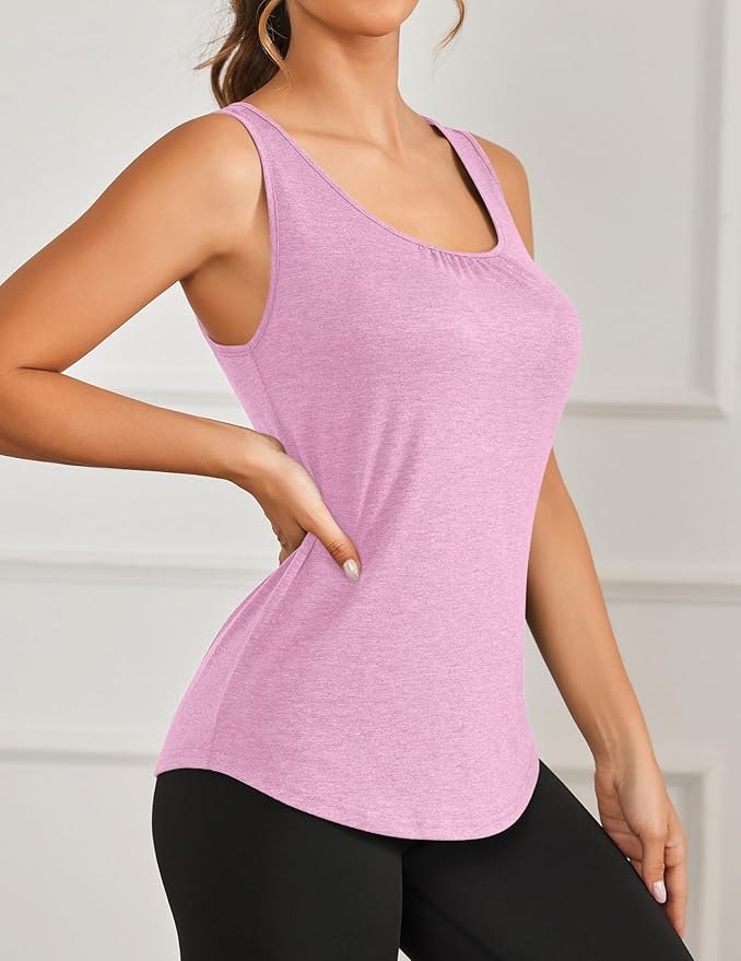 PINSPARK Workout Tops for Women Racerback Tank Tops Sleeveless Athletic Running Shirts Lightweight Yoga Gym Tank,2 Pack S-3XL