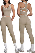ABOCIW Womens Color Block Workout Sets Racerback Tank Top High Waist Leggings Gym Set Yoga Pilates Outfits