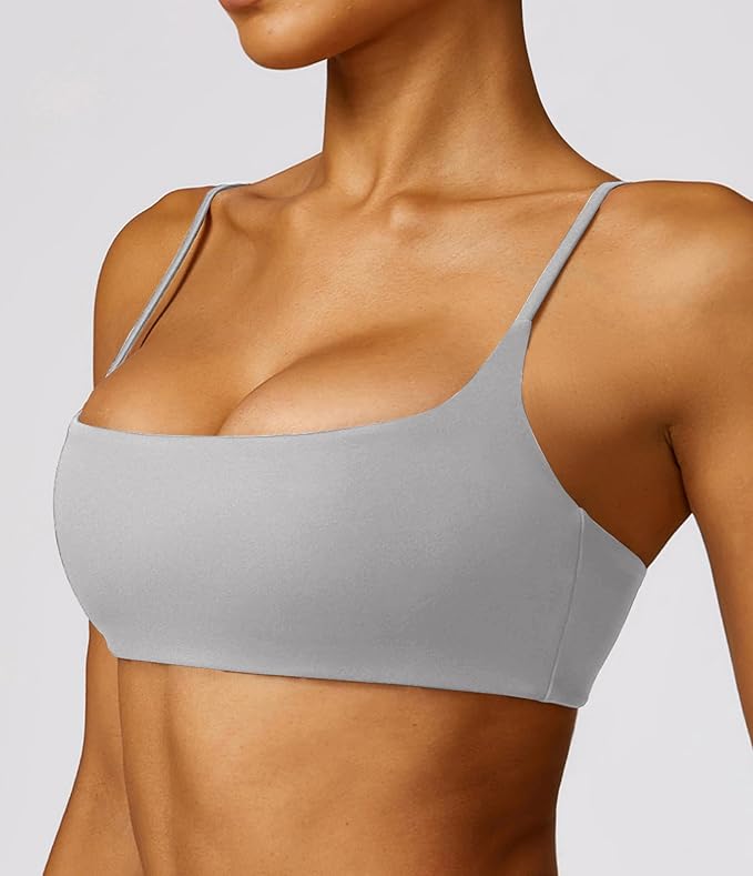 Comper Women's Sports Bra with Thin Straps Stretchy Wirefree Workout Bras Lightweight Workouts Bralette with Removable Pads