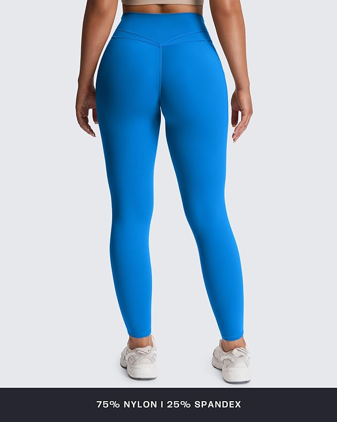 Aoxjox Women's Trinity High Waisted Yoga Pants with Pockets Cross-Waist Tummy Control Buttery Soft Workout Leggings 26"