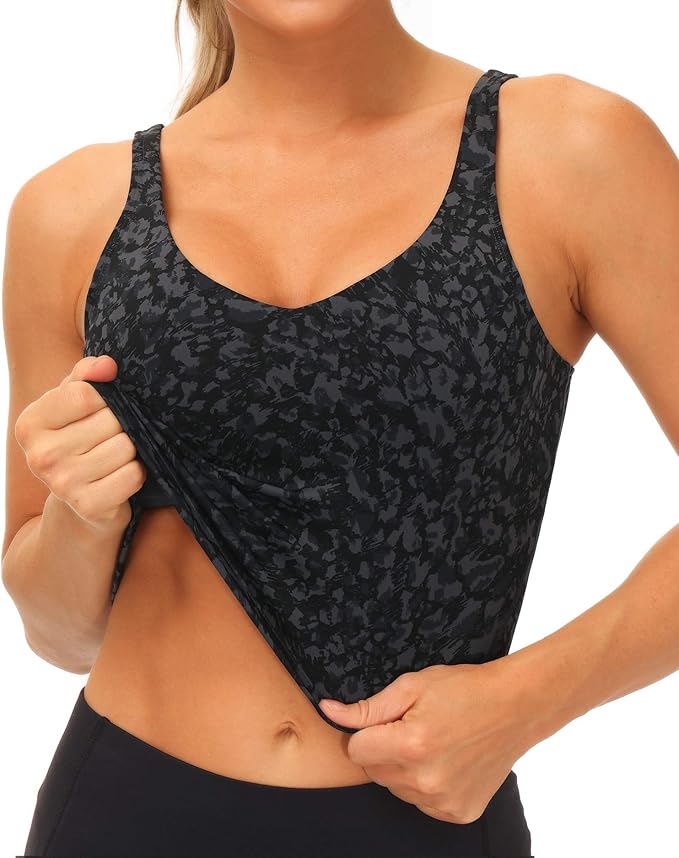 THE GYM PEOPLE Womens' Sports Bra Longline Wirefree Padded with Medium Support