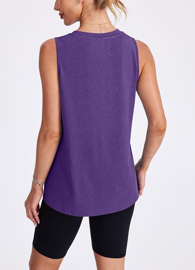 Womens Workout Tank Tops Lightweight Sleeveless Shirts for Women Loose Fit Tops for Athletic Running Tennis Yoga
