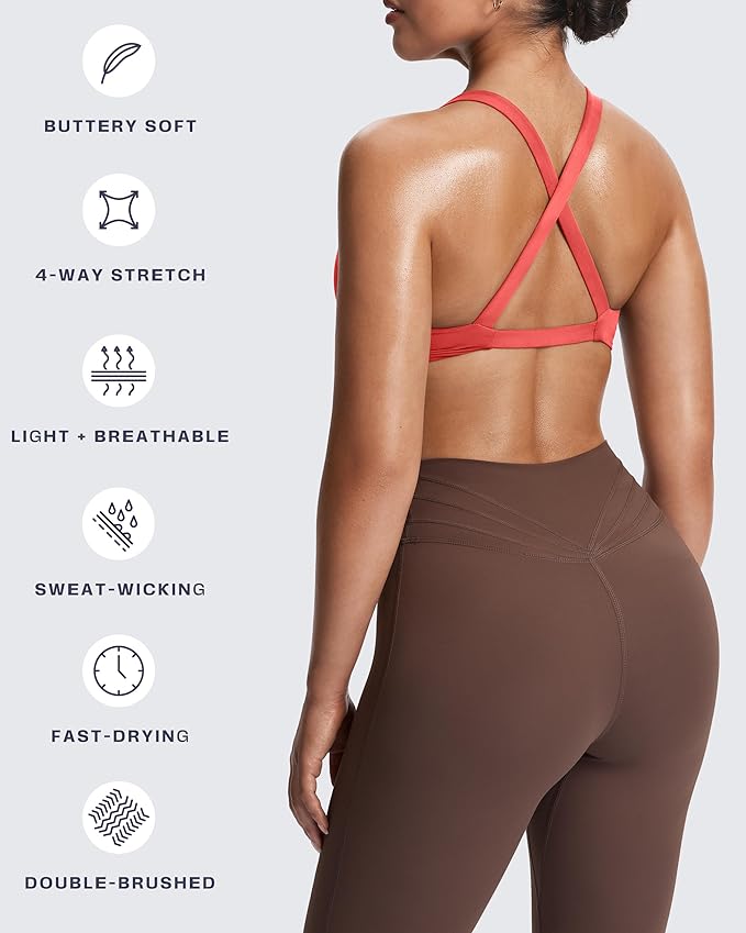 Aoxjox Women's Workout Sports Bras Fitness Satara Low Impact Bra Yoga Crop Tank