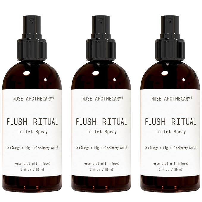 Muse Apothecary Flush Ritual - Aromatic & Refreshing Toilet Spray, Use Before You Go, 2 oz, Infused with Natural Essential Oils - Cara Orange + Fig + Blackberry Vanilla, 3 Pack