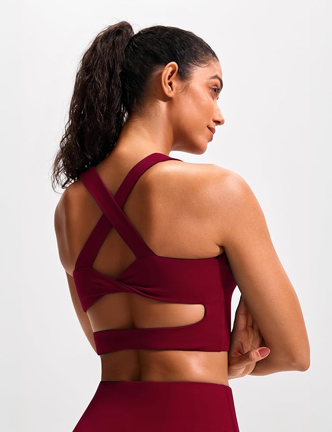 Sports Bras for Women Criss-Cross Back Padded Workout Tank Tops Medium Support Crop Tops for Women
