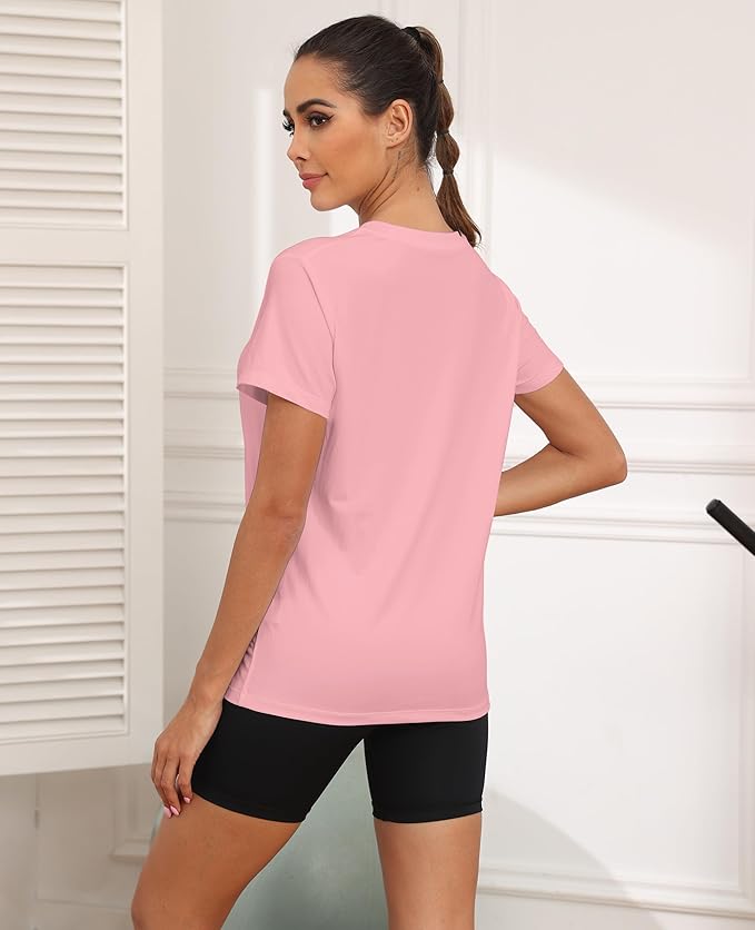 KevaMolly Workout Tops for Women UPF50+ Breathable Loose Fit Yoga T Shirts Short Sleeve Running Gym Athletic Tee Top