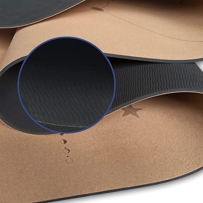 Numat Cork Yoga Mat 6mm (1/4 inch) Thick 72 x 24 in, Sweatproof NonSlip Eco-friendly, Lightweight TPE foam with Alignment Lines, Great for Hot Yoga, Pilates, Gym and Exercise, Black Carrying Bag w. Strap Included