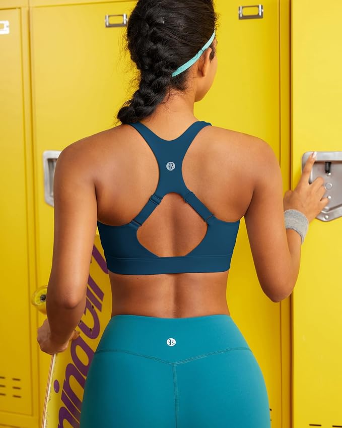 RUNNING GIRL High Impact Sports Bras for Women,Racerback Running Bra Workout Crop Tank Tops Longline Sports Bra Push up