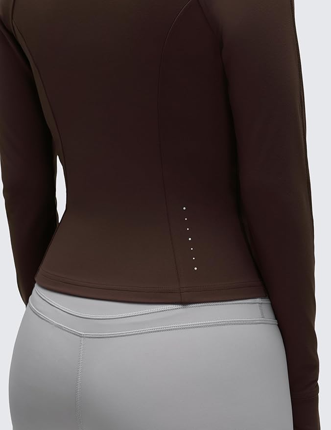 CRZ YOGA Butterluxe Waist Length Jackets for Women - Full Zip Athletic Track Tops with Thumb Holes Pockets