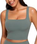 CRZ YOGA Butterluxe Square Neck Crop Tank Tops for Women - Workout Longline Sports Bras Padded Yoga Camisole