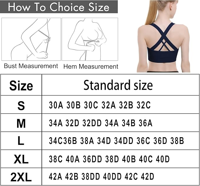 Double Couple Sports Bras for Women Padded High Impact Seamless Criss Cross Back Workout Tops Gym Activewear Bra Large