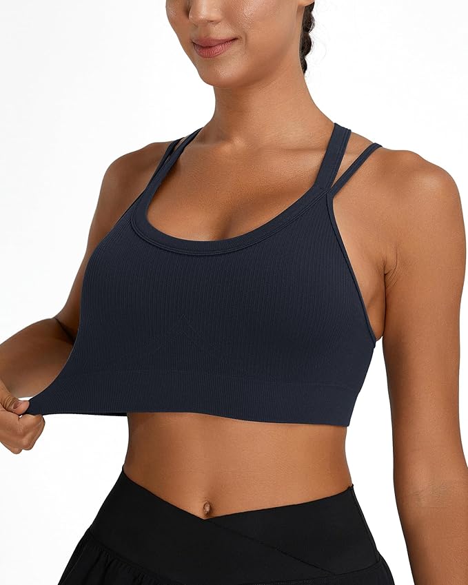 Sports Bras for Women HIigh Support, Criss-Cross Back Padded Strappy High Impact Sports Bras for Women Large Bust