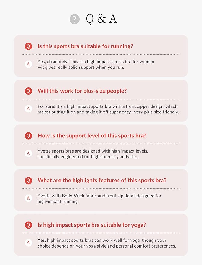 Yvette Front Closure Sports Bras for Women High Support Large Bust Supportive Sports Bra High Impact for Running