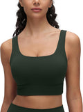 CRZ YOGA Butterluxe U Back Longline Sports Bras for Women - Scoop Neck Padded Yoga Workout Crop Top with Built in Pads