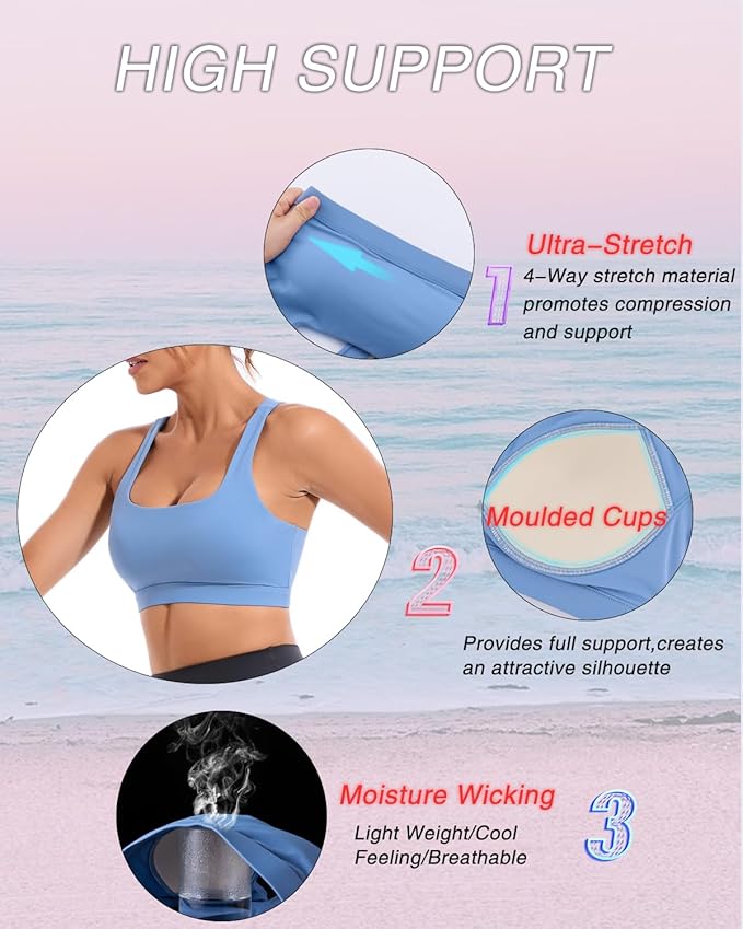 RUNNING GIRL Sports Bras for Women, Molded Cup High Impact Sports Bra Workout Bras for Women High Support Racerback