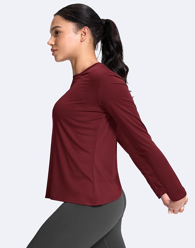 SANTINY Women's Lightweight Long Sleeve Workout Tops Split Back Gym Running Hiking Athletic Shirt Quick Dry UPF 50+ Sun Shirt