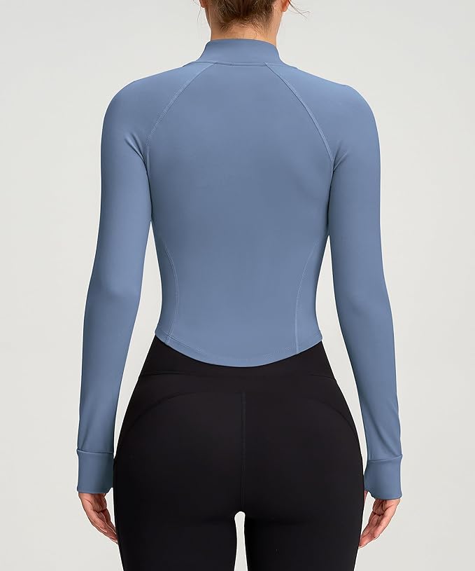 Womens Zip Up Bbl Jacket Lightweight Cropped Athletic Jacket Track Gym Workout Jackets for Running Yoga Hiking