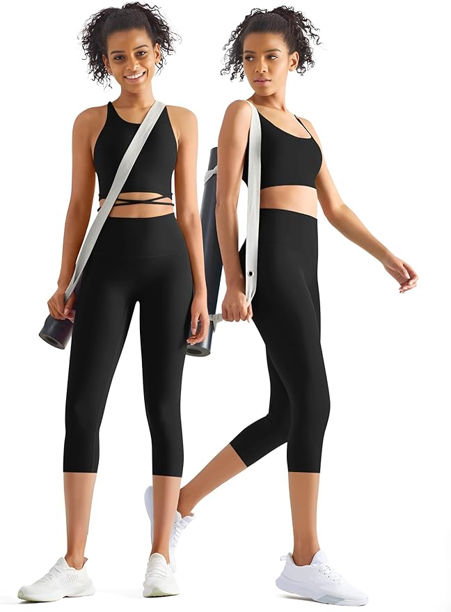 3 Pack Leggings with Pockets for Women,Butt Lift High Waisted Tummy Control Workout Yoga Pants Reg & Plus Size
