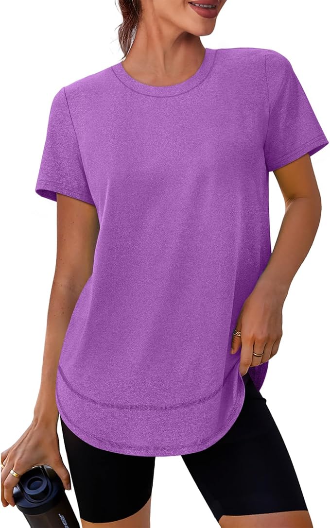 XIEERDUO Womens Workout Tops Short Sleeve Shirts Quick Dry Outfits for Hiking Running S-3XL