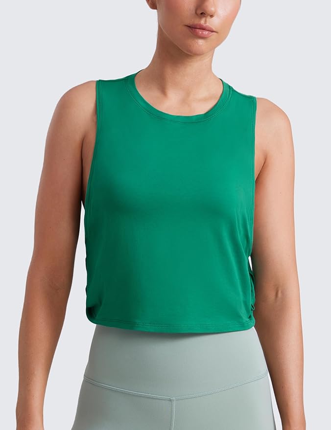 CRZ YOGA Pima Cotton Large Armhole Tank Tops for Women - Workout Sport Athletic Yoga Running Gym Loose Crop Sleeveless Shirts