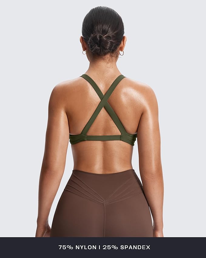 Aoxjox Women's Workout Sports Bras Fitness Satara Low Impact Bra Yoga Crop Tank