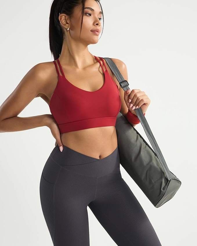 RUNNING GIRL Sports Bras for Women,Strappy Crisscross Back Padded Low Impact Running Sports Bra with Removable Cups