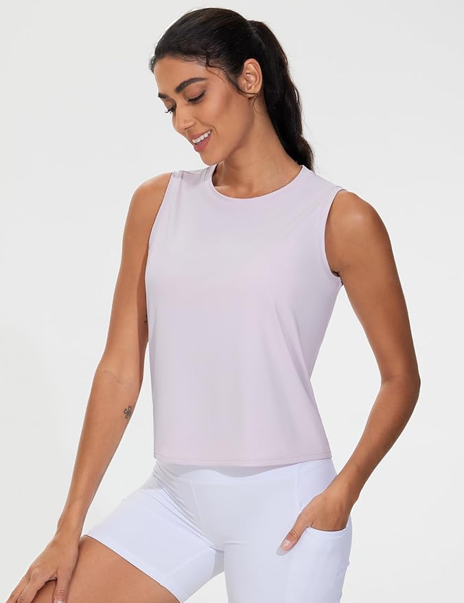 Dragon Fit Womens Ice Silk Workout Tank Tops Sleeveless Cropped Yoga Shirt for Running Gym Summer