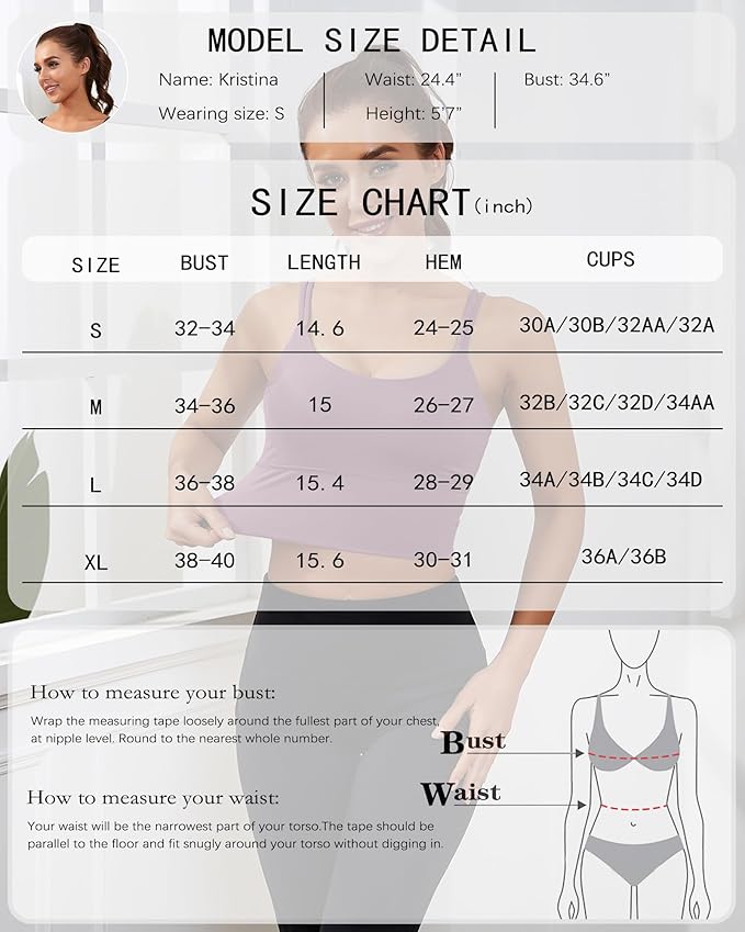 Everrysea Sports Bras for Women High Support Longline Workout Tank Tops Built in Bra Strappy Yoga Padded Crop Top