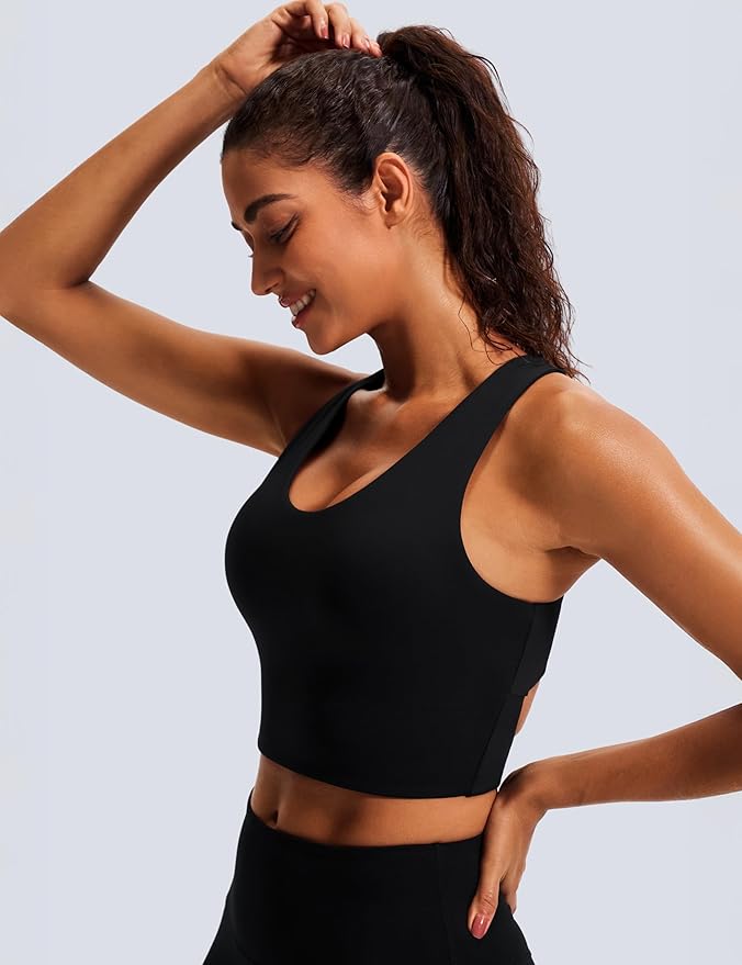 Sports Bras for Women Criss-Cross Back Padded Workout Tank Tops Medium Support Crop Tops for Women